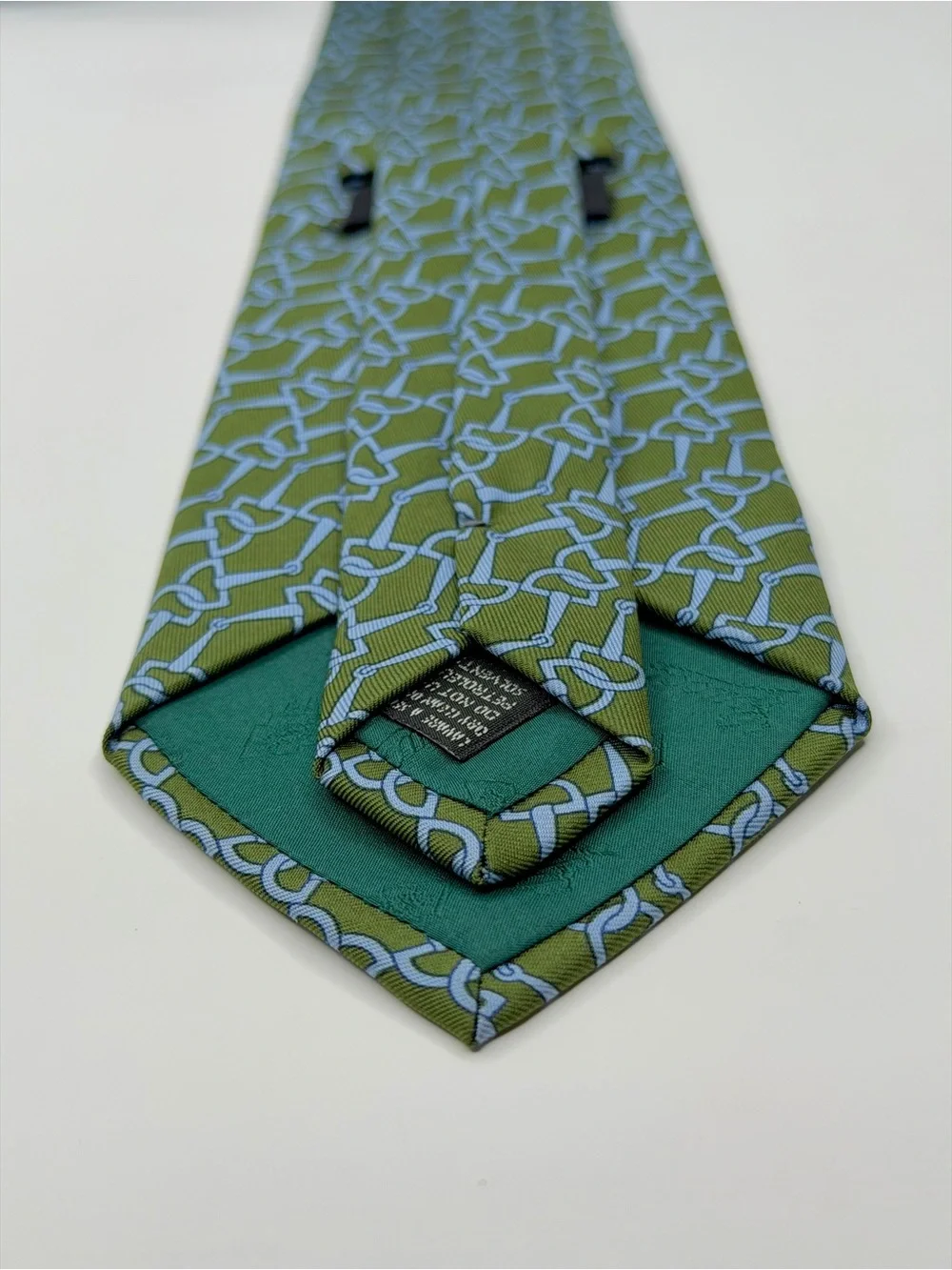 Gucci Men’s Silk Tie Green Blue Horsebit Equestrian Print Made in Italy Luxury